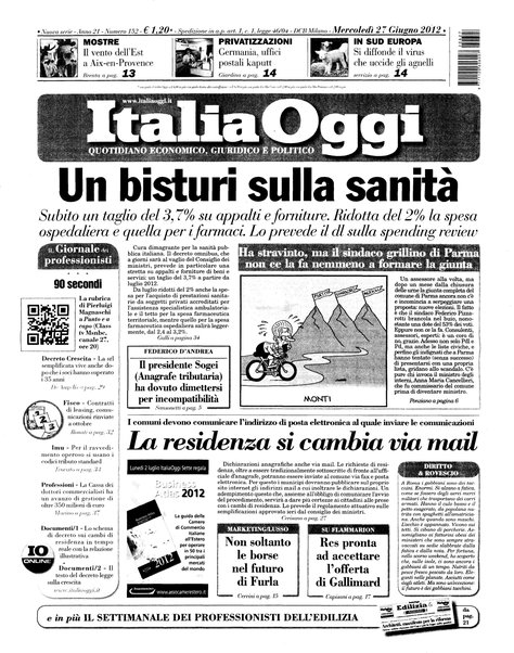 Italia oggi : quotidiano di economia finanza e politica